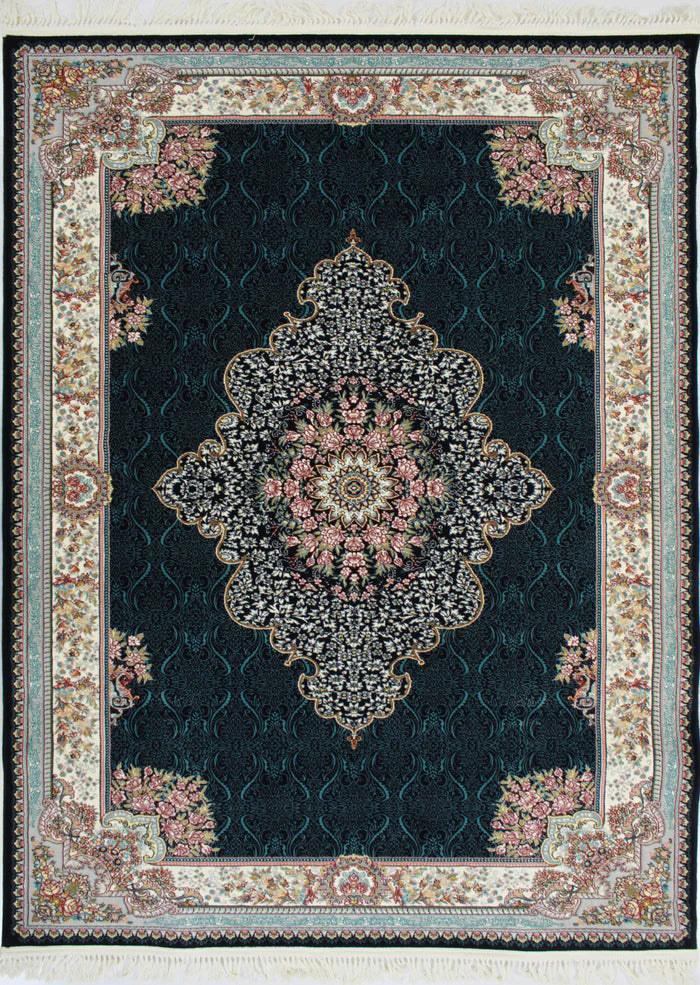 Mashhad 722593 Dark Blue Persian Traditional Rug