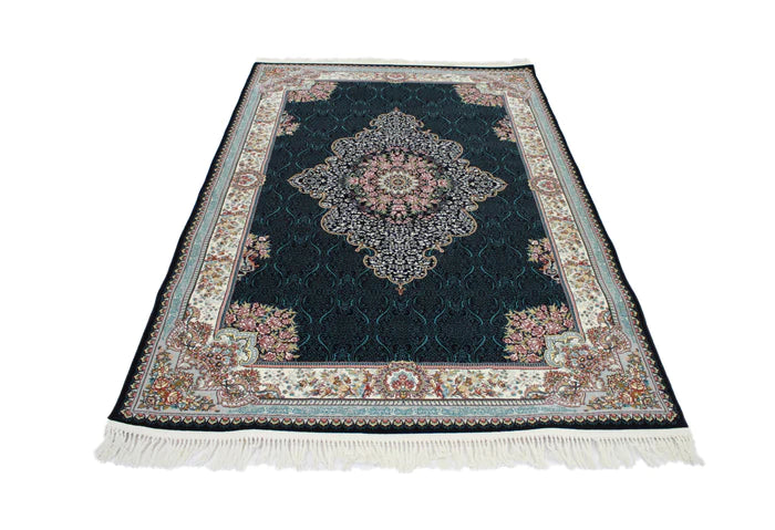 Mashhad 722593 Dark Blue Persian Traditional Rug