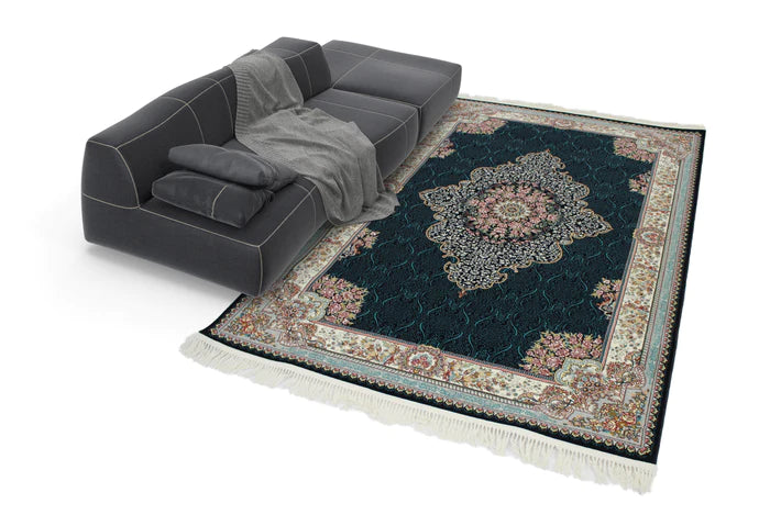 Mashhad 722593 Dark Blue Persian Traditional Rug