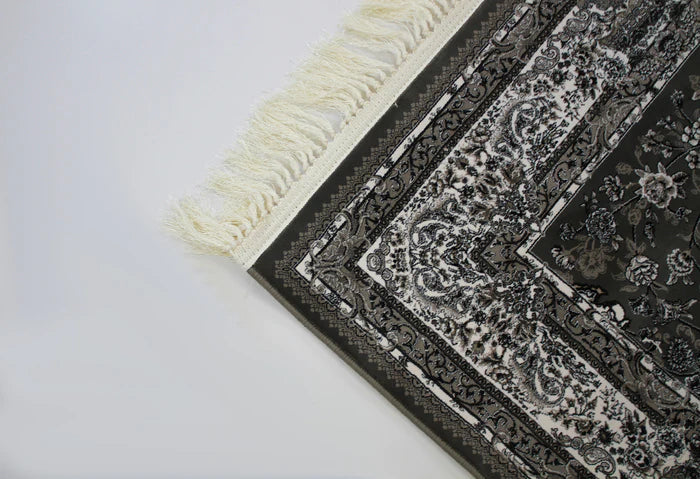 Zartosht 5657 Smoke/ Black White Persian Traditional Rug