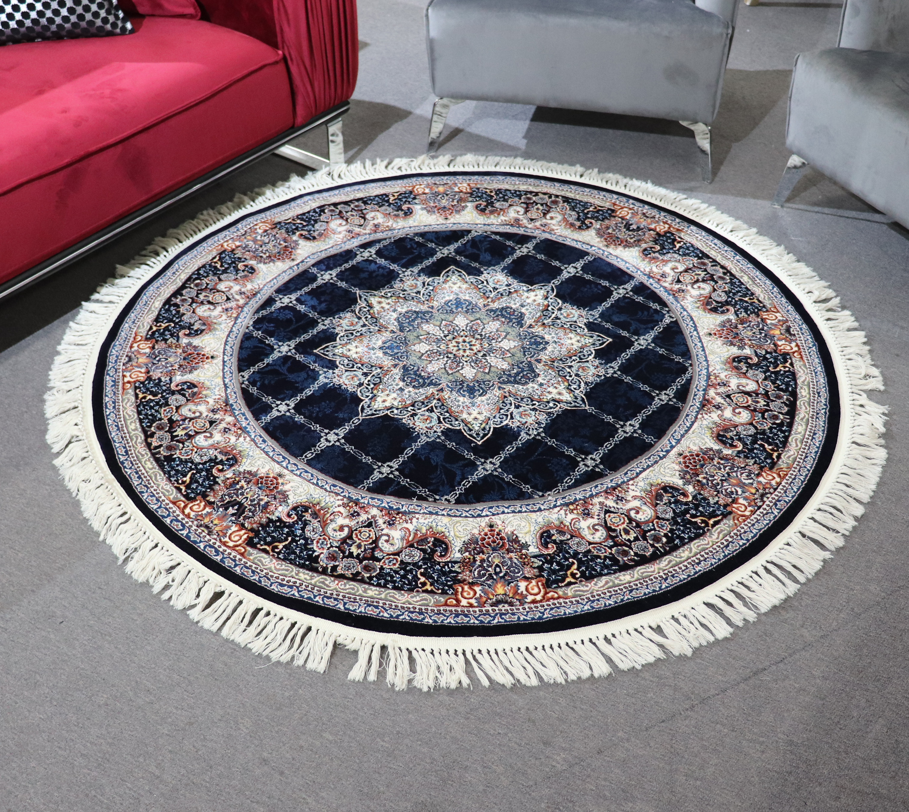 Zomorod 25039 Navy Round Traditional Rug