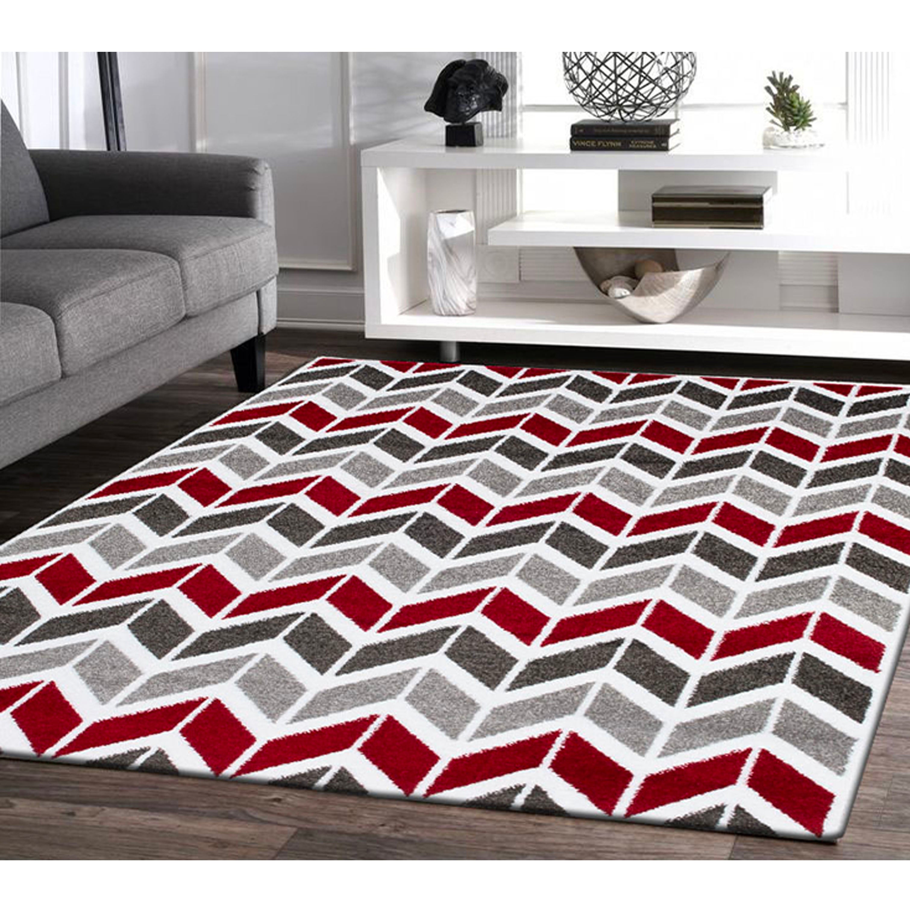 Jasmine FE421 Cream Red Modern Rug