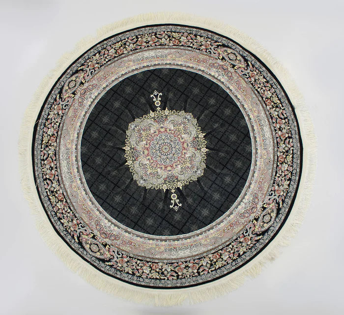 Timche 3184 Dark Blue Traditional Round Rug