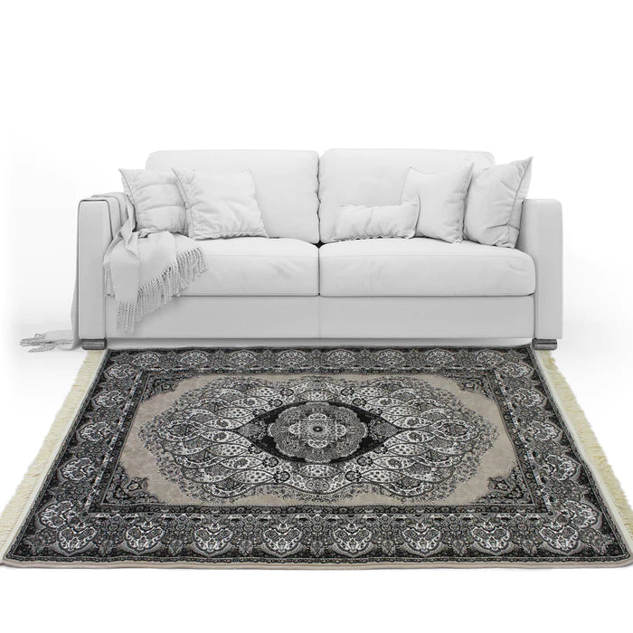 Zartosht 3780 Grey/ Black White Persian Traditional Rug