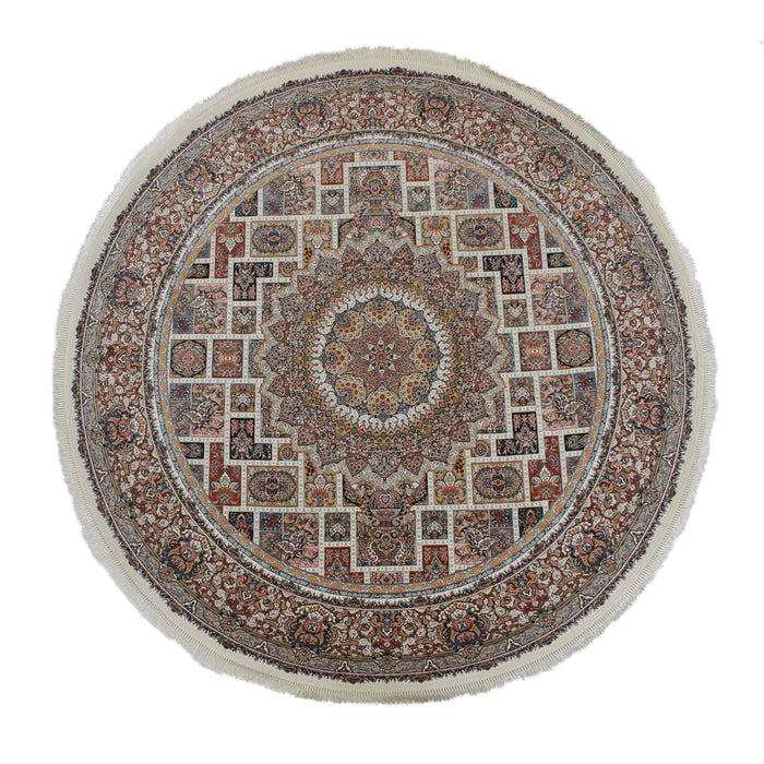 Zartosht 5380 Cream Rond Persian Traditional Rug