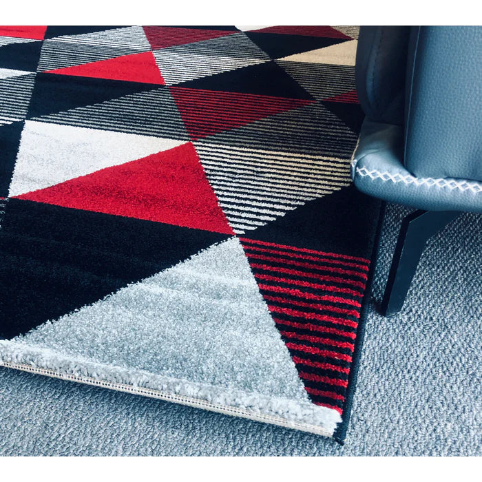 Feary FE424Fe424 Black Red Modern Rug