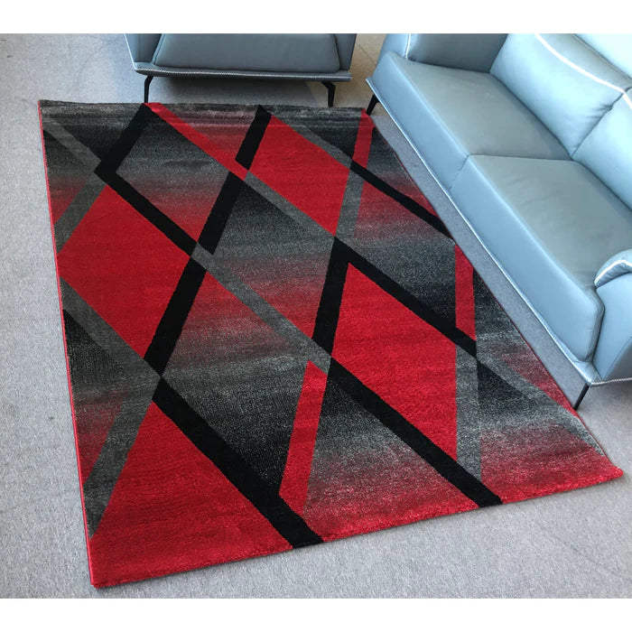 Feary G9144 Red Dark Grey Modern Rug