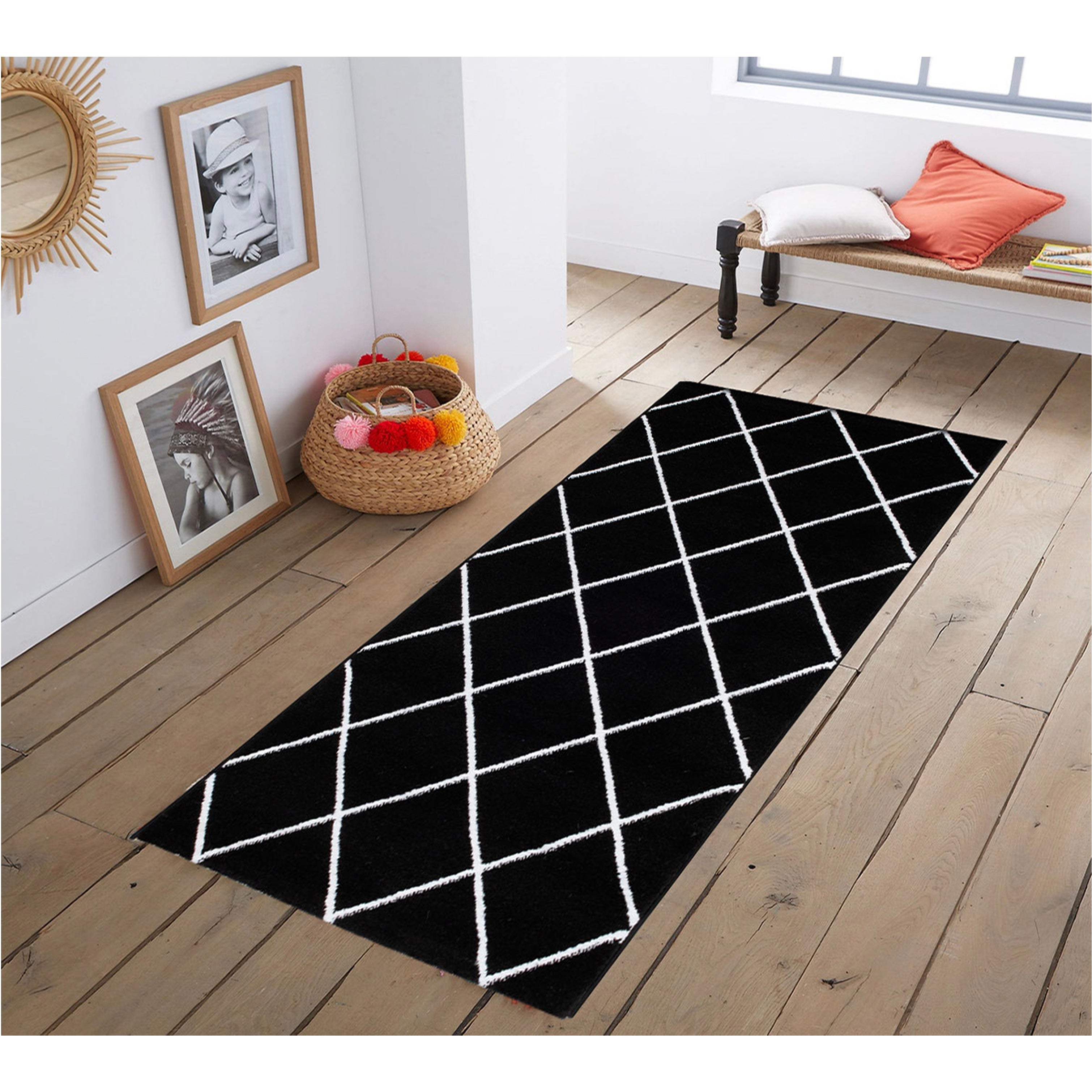 Jasmine FE420 Black Cream Modern Rug