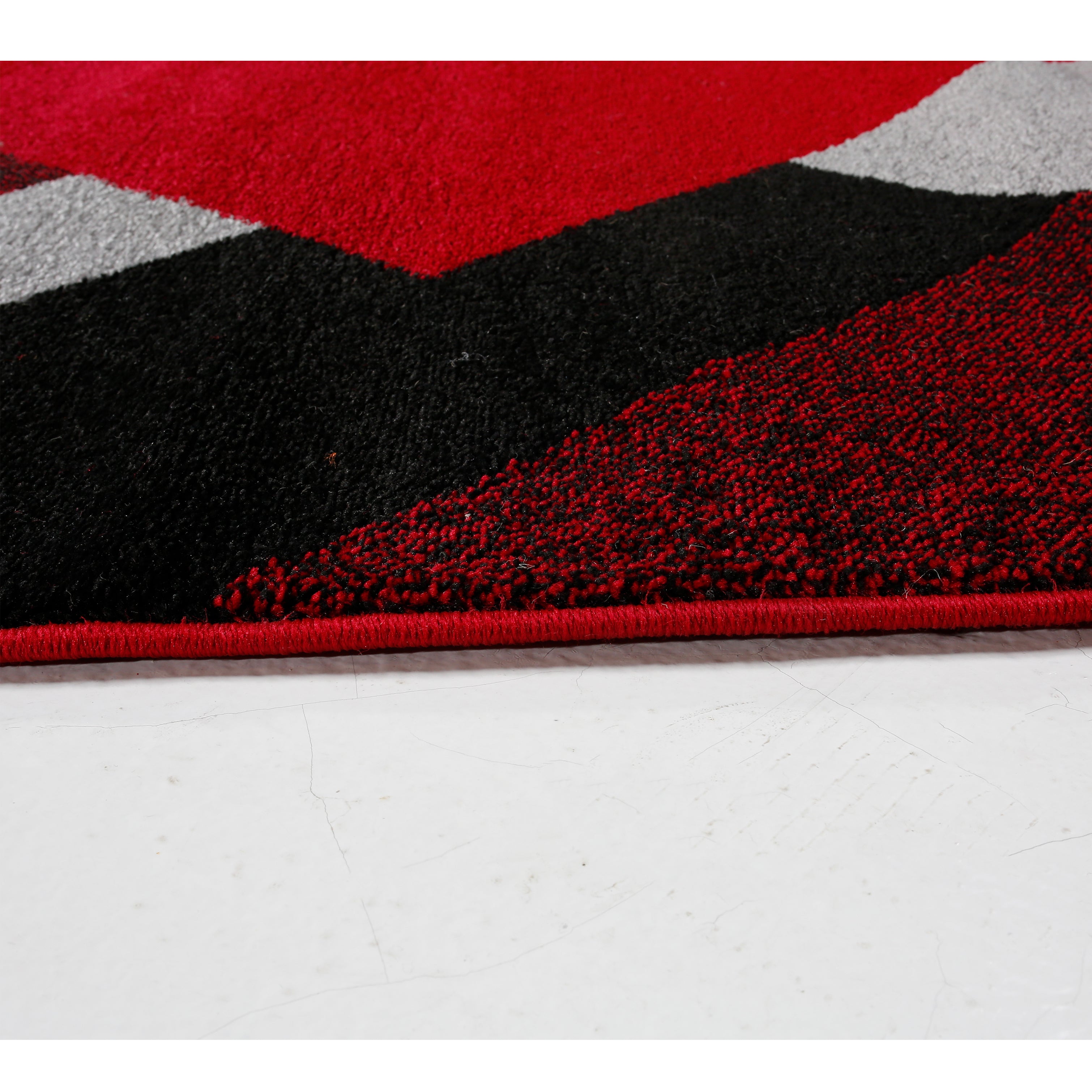 Jasmine FE158 Red Black Modern Rug