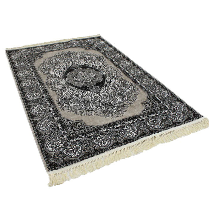 Zartosht 3780 Grey/ Black White Persian Traditional Rug