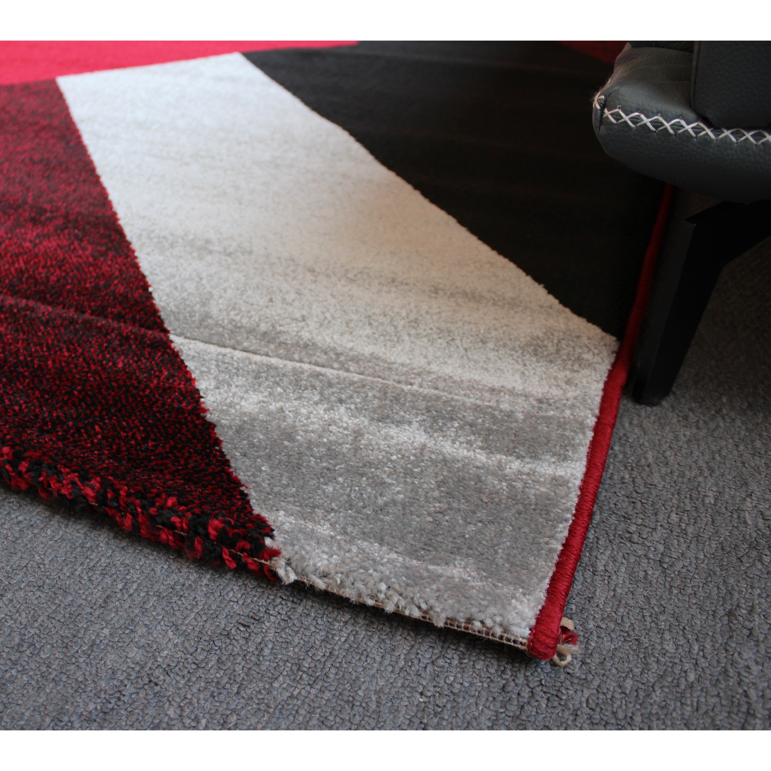 Jasmine FE158 Red Black Modern Rug