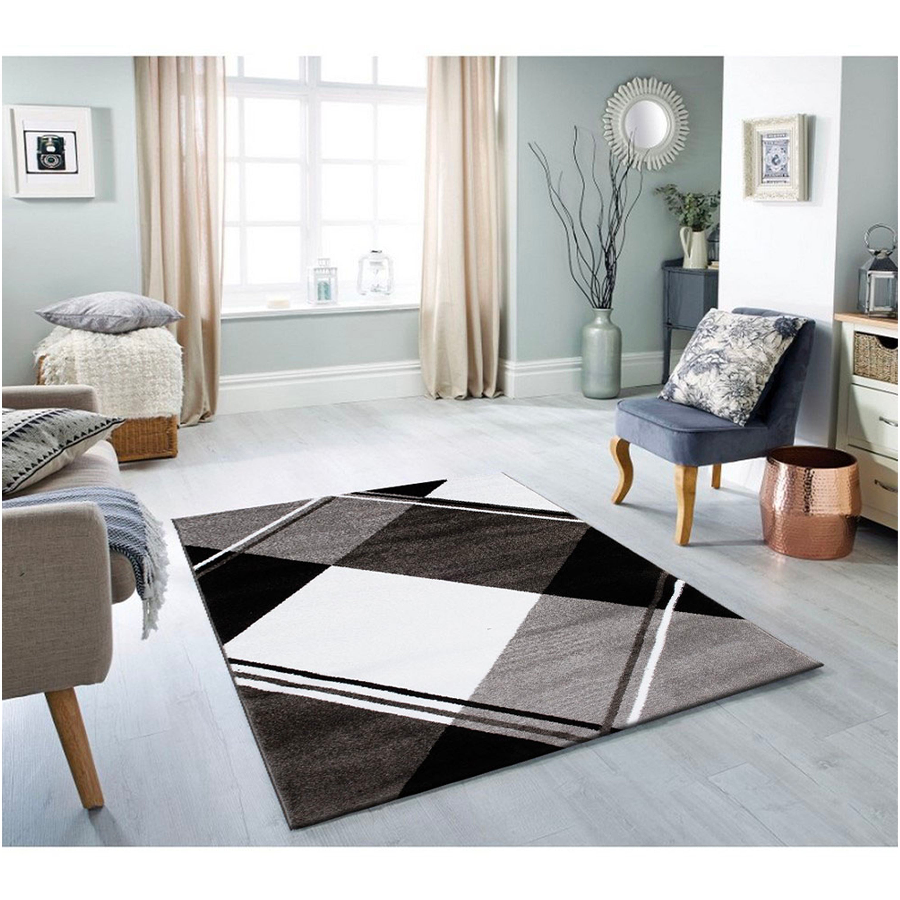 Jasmine Fe398 Grey Dark Grey Modern Rug