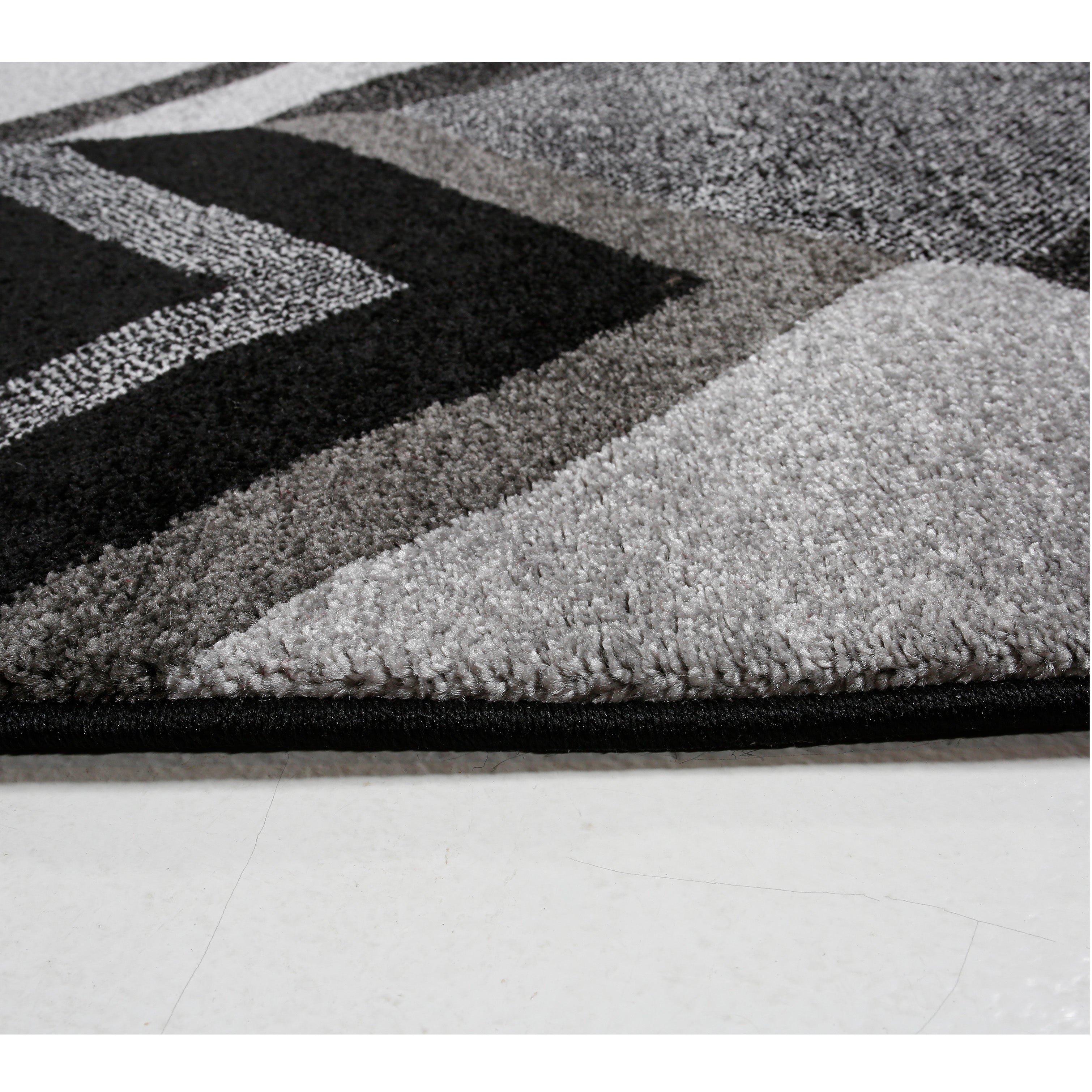 Jasmine Fe391 Black Dark Grey Modern Rug