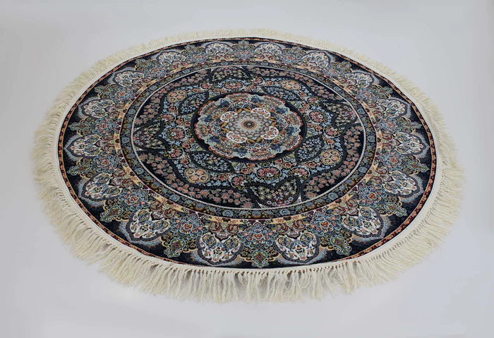 Zartosht 3780 Navy Round Persian Traditional Rug