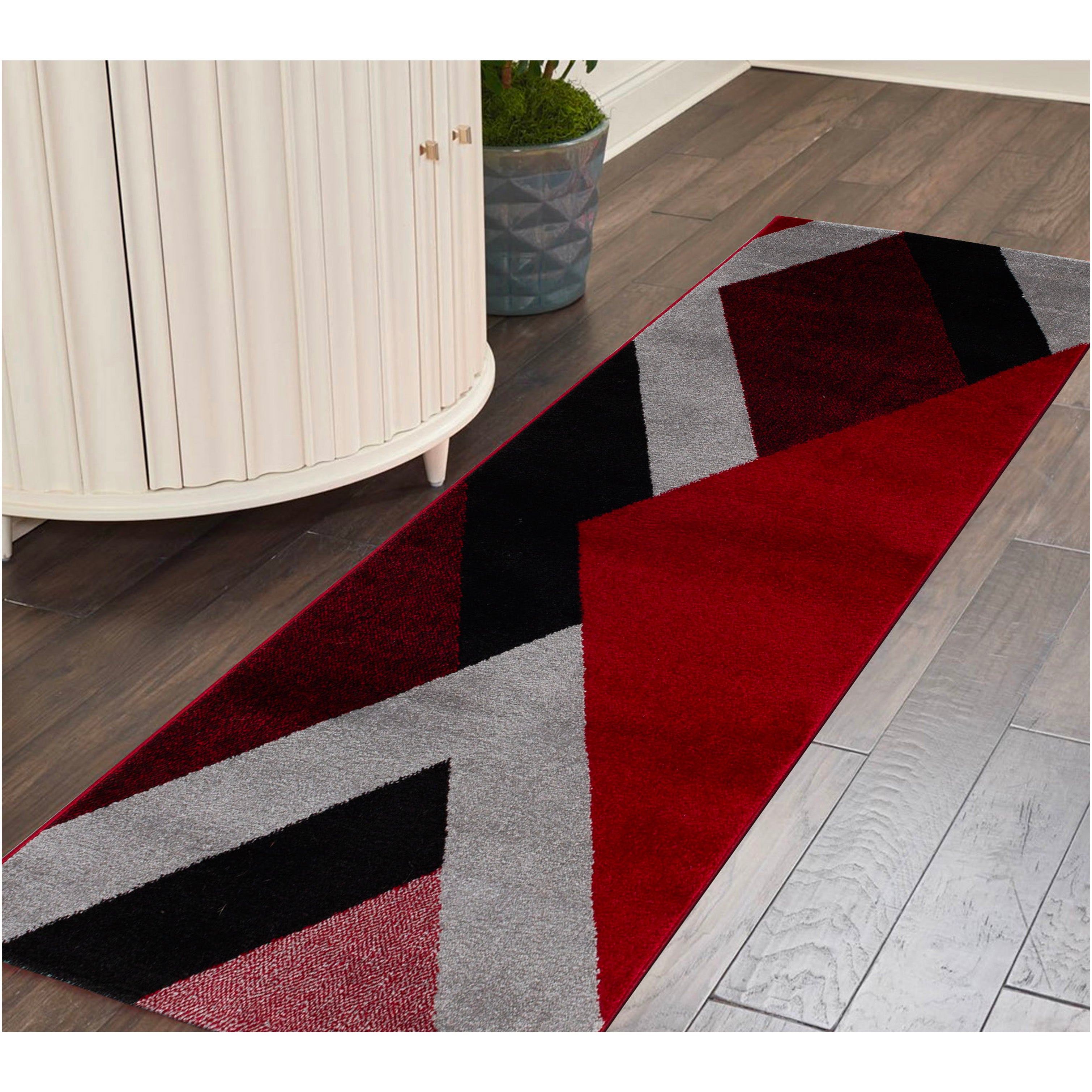 Jasmine FE158 Dark Red Black Modern Rug