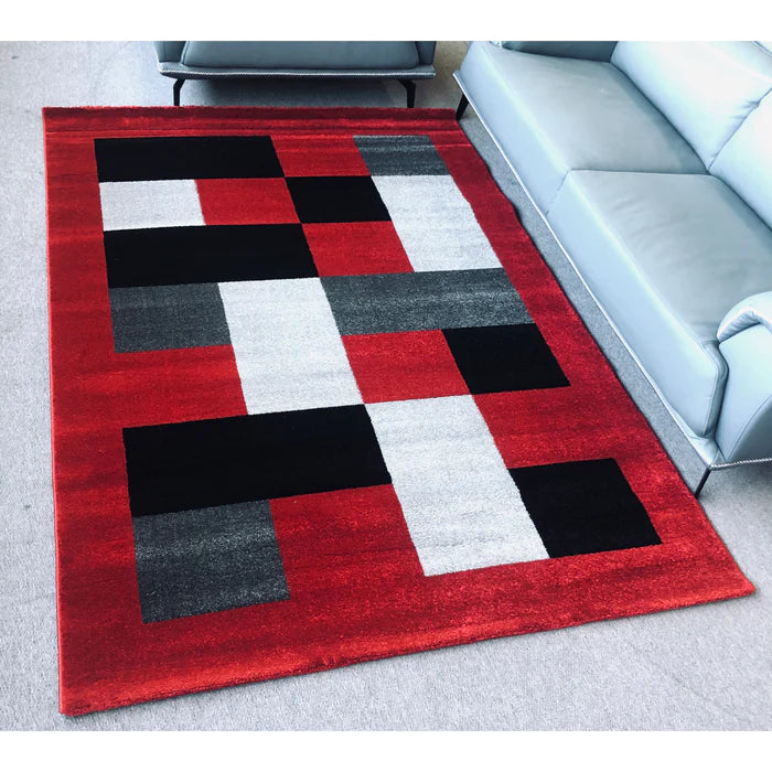 Feary Fe423 Red Black Modern Rug