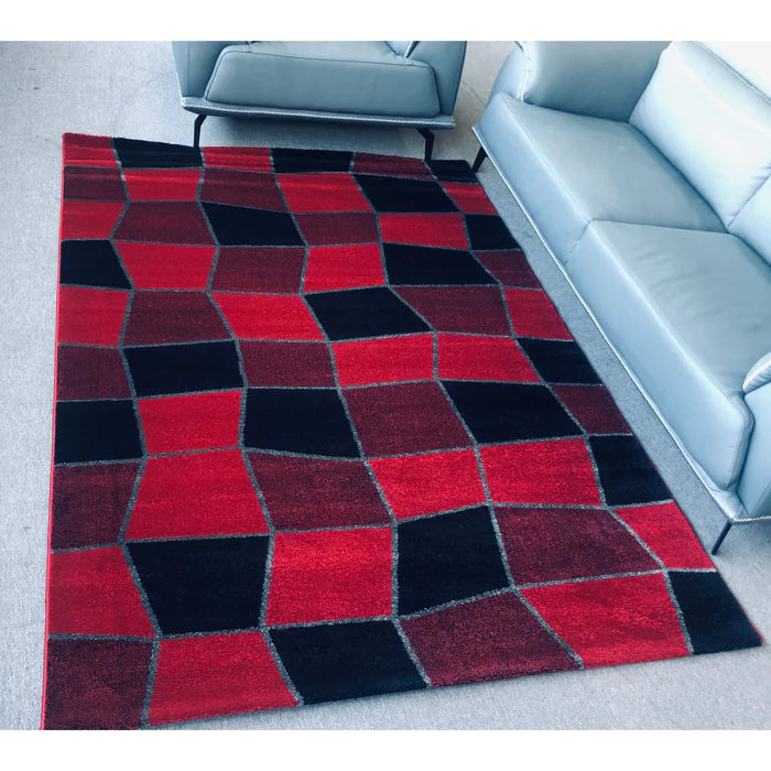 Feary G9128 Red Black Modern Rug