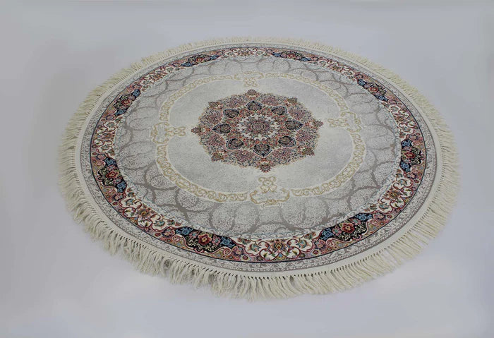 Zartosht 4920 Grey Round Persian Traditional Rug