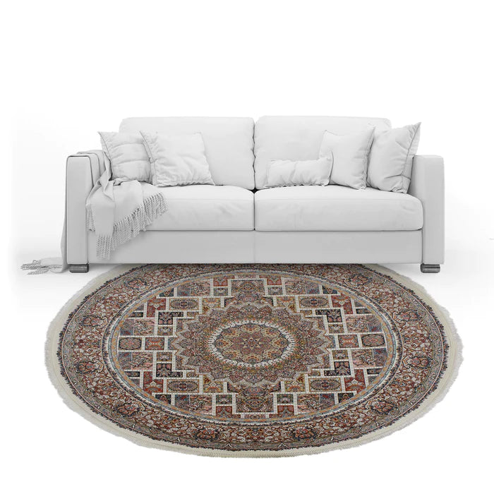 Zartosht 5380 Cream Rond Persian Traditional Rug