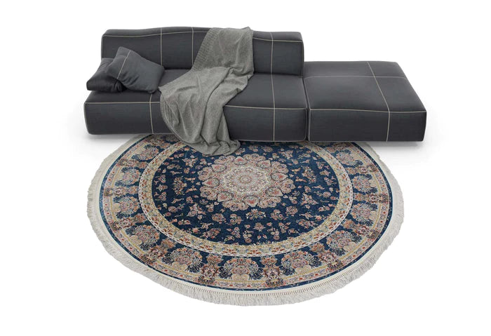 Zartosht 5858 Marin Blue Round Persian Traditional Rug