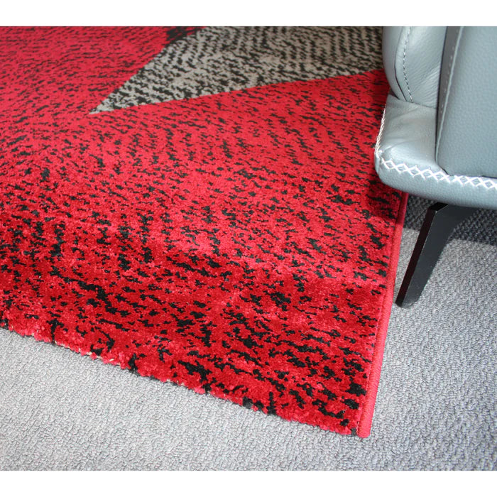 Jasmine FE158 Red Black Modern Rug