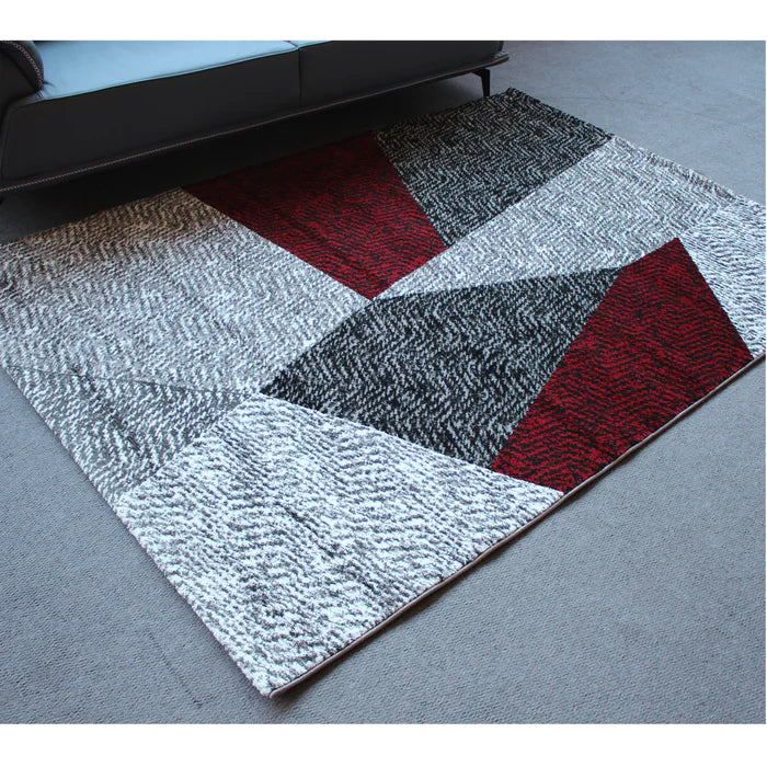 Jasmine Fe158 Grey Red Modern Rug