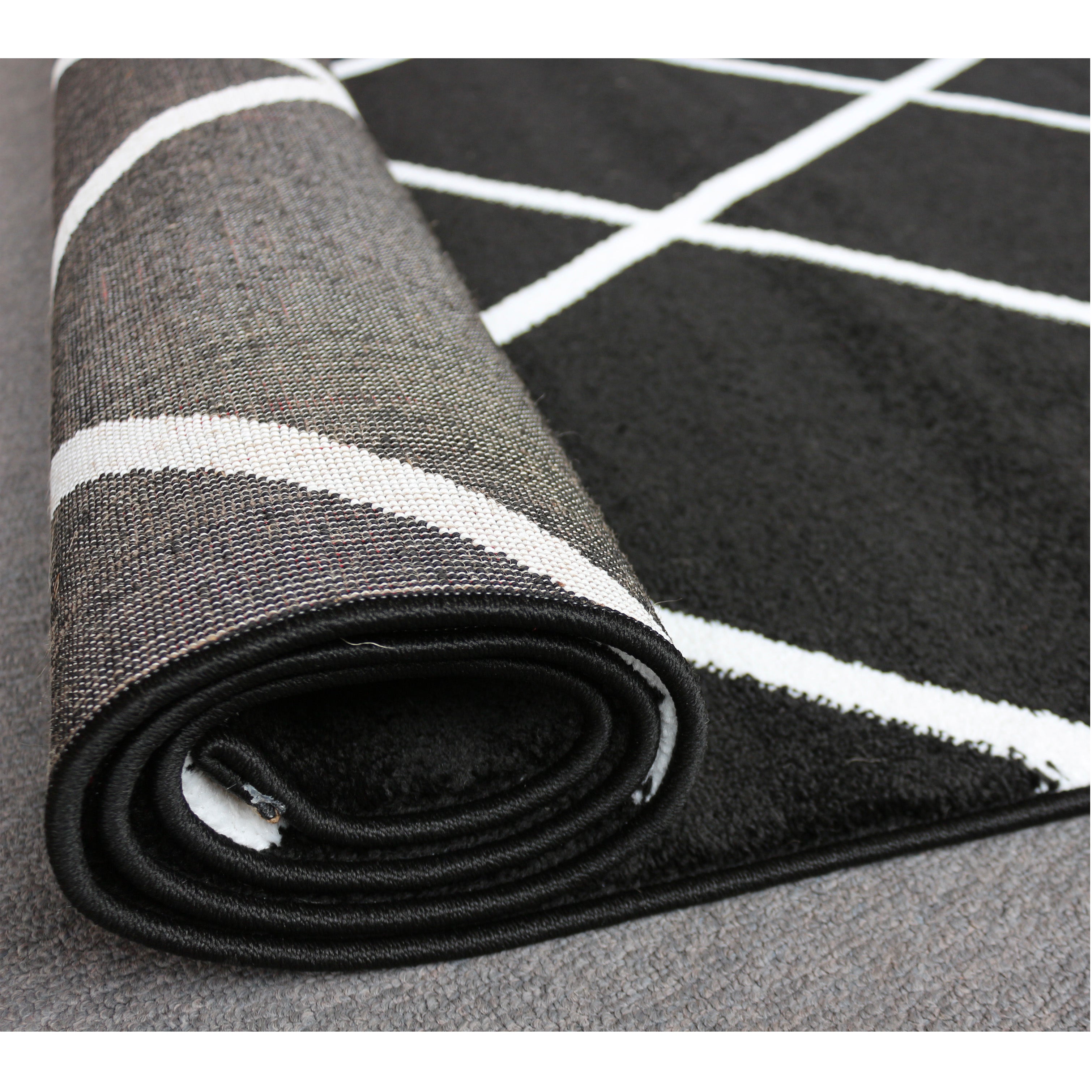 Jasmine FE420 Black Cream Modern Rug