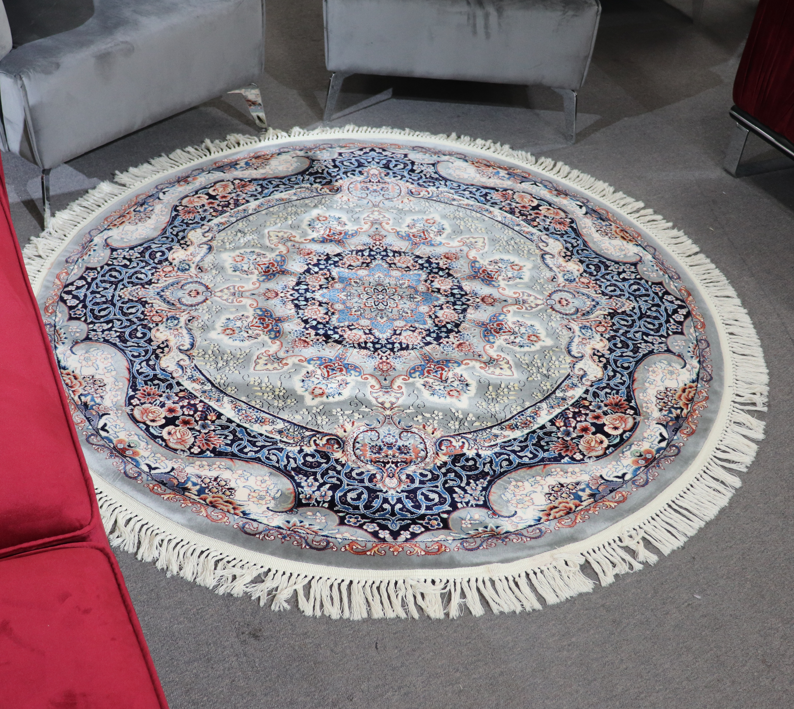 Zomorod 25038 Grey Round Traditional Rug