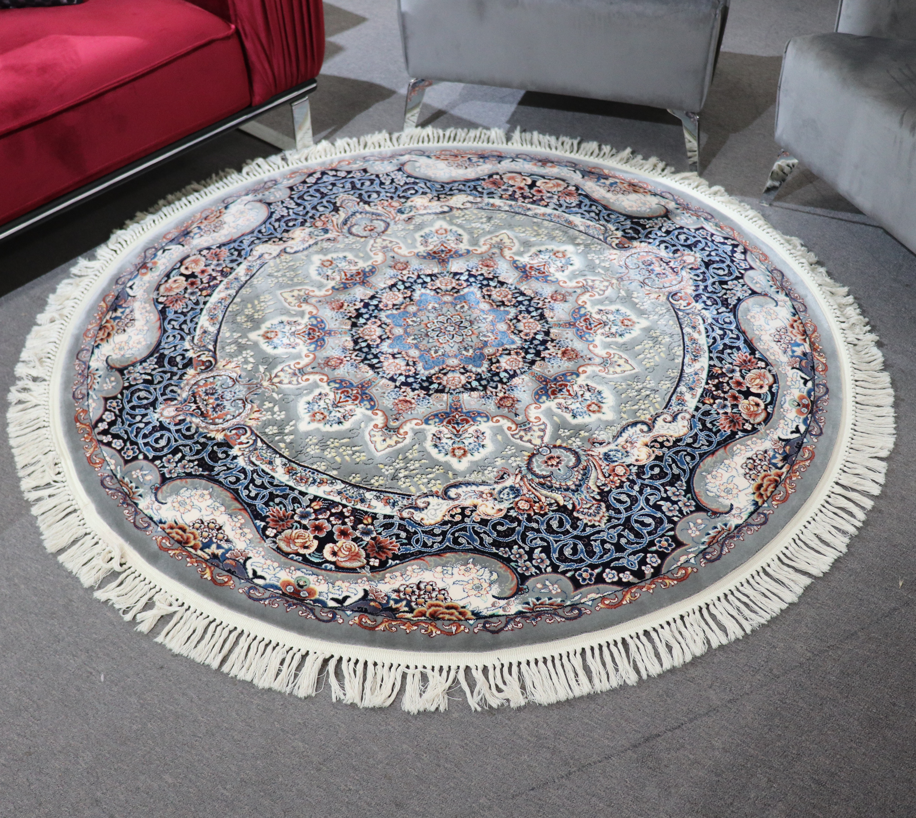 Zomorod 25038 Grey Round Traditional Rug