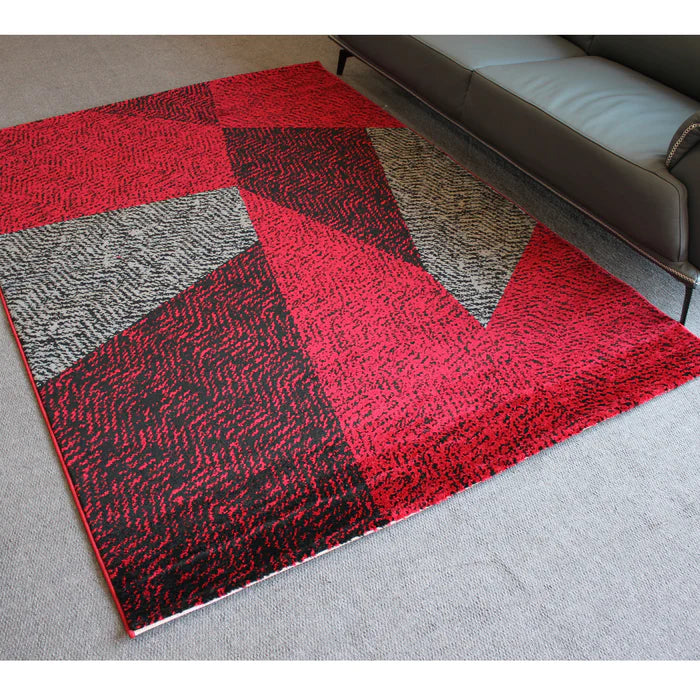 Jasmine FE158 Red Black Modern Rug