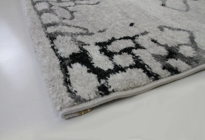 Roma R7632A-White/Black Modern Rug