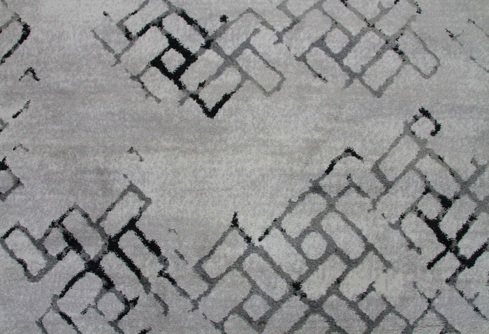 Roma R7632A-White/Black Modern Rug