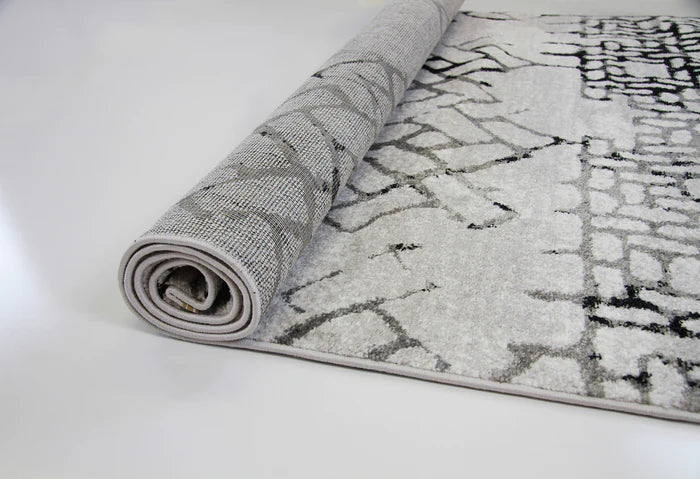 Roma R7632A-White/Black Modern Rug