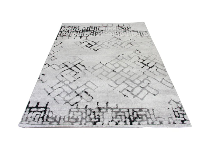 Roma R7632A-White/Black Modern Rug