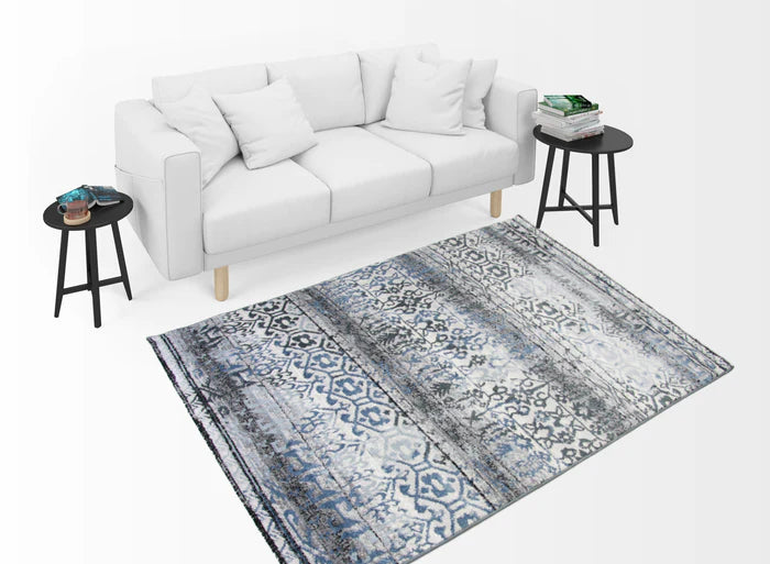 Roma R7642A-White/D.Blue Modern Rug