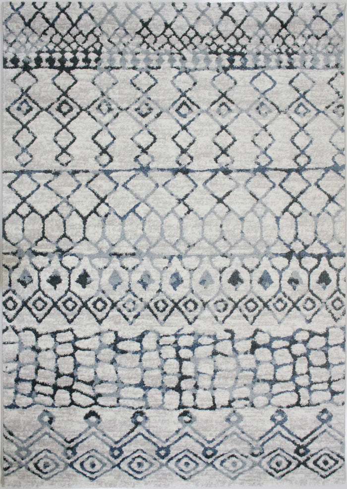 Roma R7646A-White/D.Blue Modern Rug