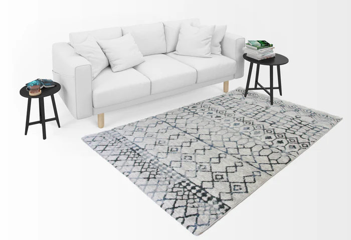 Roma R7646A-White/D.Blue Modern Rug