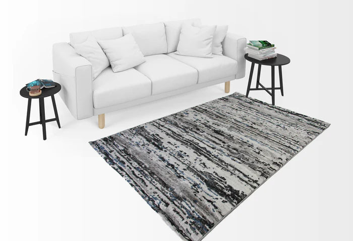 Roma R7648A-White/D.Blue Modern Rug