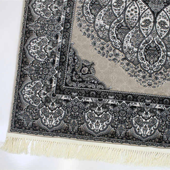 Zartosht 3780 Grey/ Black White Persian Traditional Rug