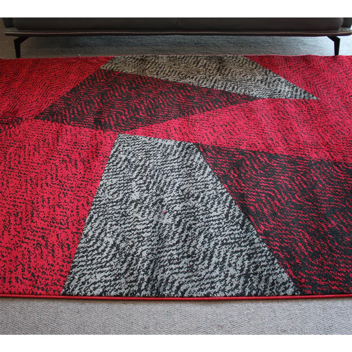 Jasmine FE158 Red Black Modern Rug