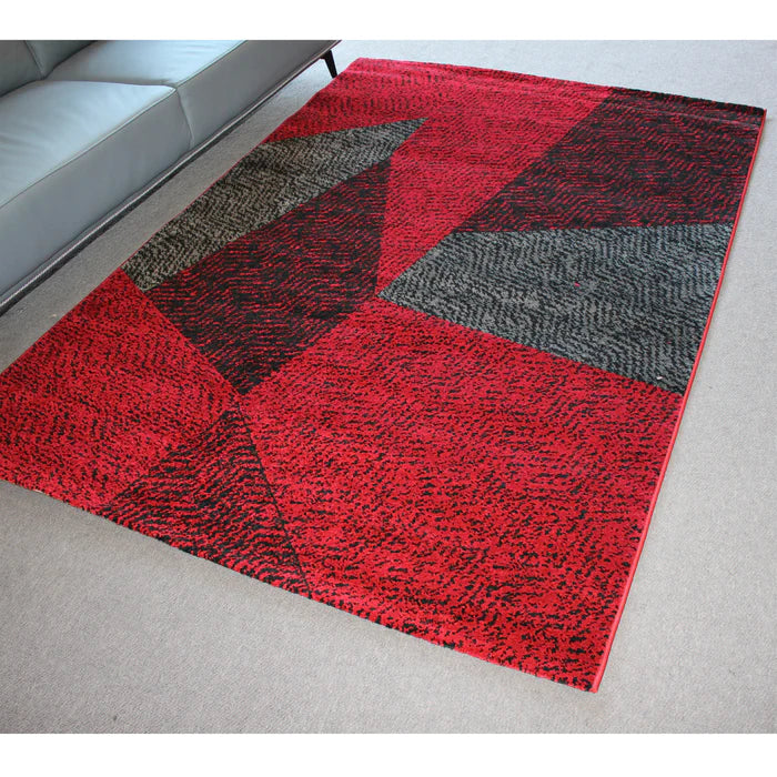 Jasmine FE158 Red Black Modern Rug