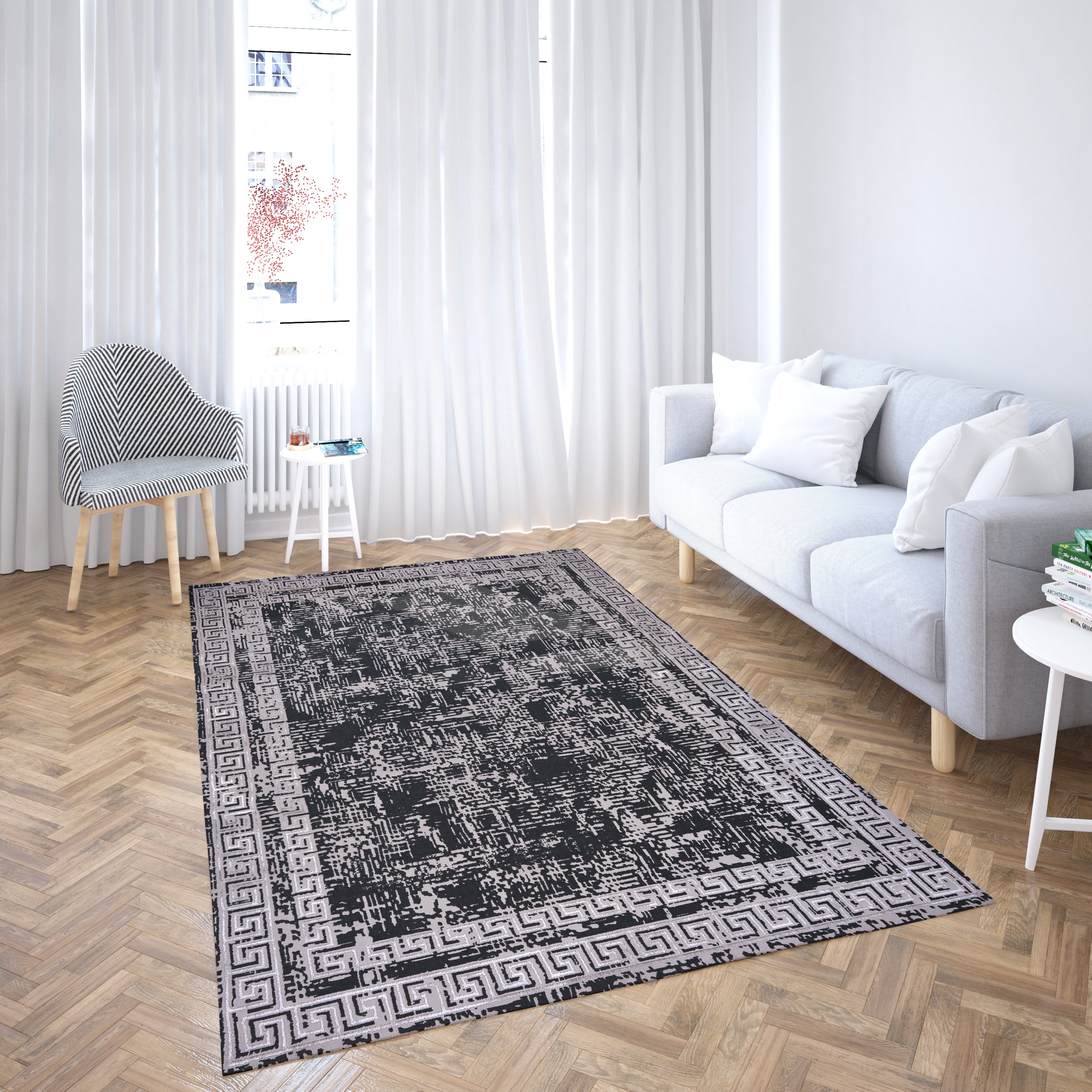 Marmaris E537B Black/V.Grey Modern Area Rug