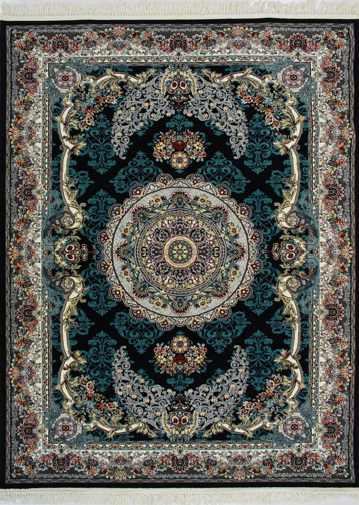 Mashhad 722589 Dark Blue Persian Traditional Rug