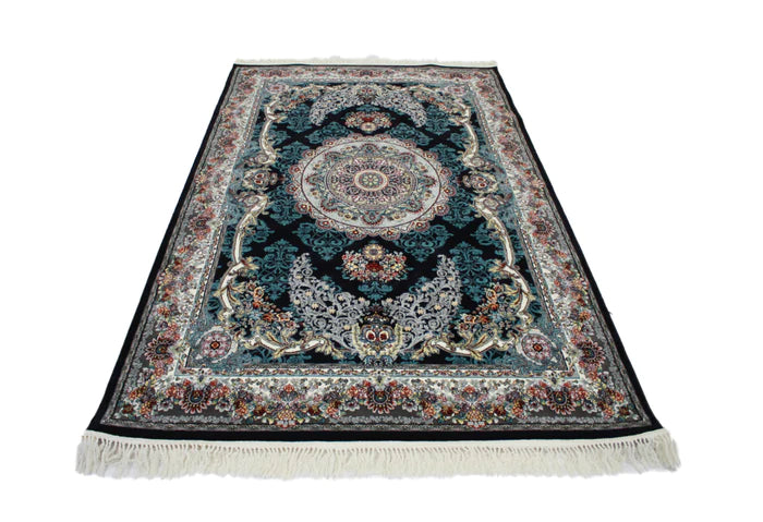 Mashhad 722589 Dark Blue Persian Traditional Rug