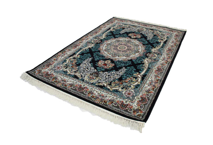 Mashhad 722589 Dark Blue Persian Traditional Rug