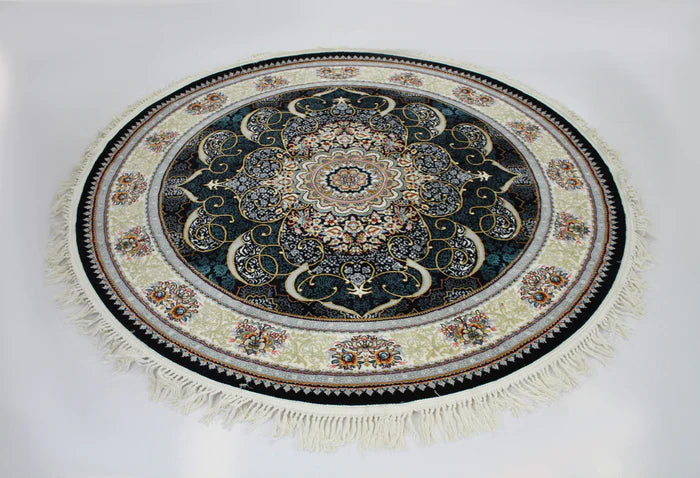 Mashhad 722364 Dark Blue Persian Traditional Round Rug