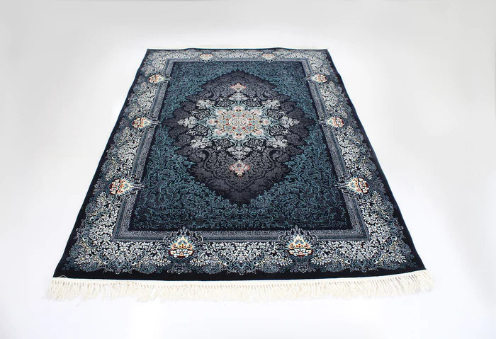 Mashhad 722598 Dark Blue Persian Traditional Rug