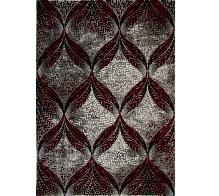 Pukka 9363B M Grey/Dark Red Modern Rug