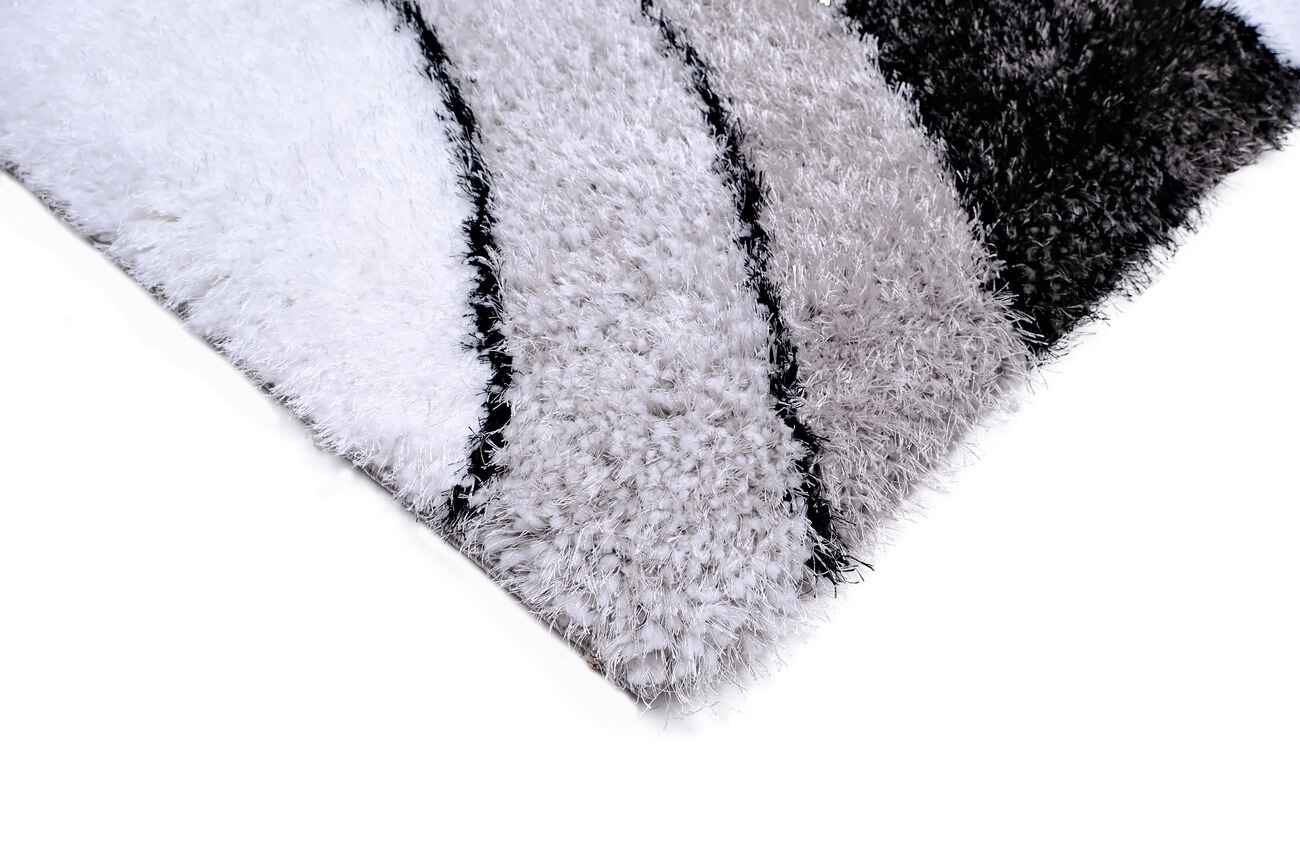 Puffy Style P925A Black / Grey Modern Shaggy Area Rug