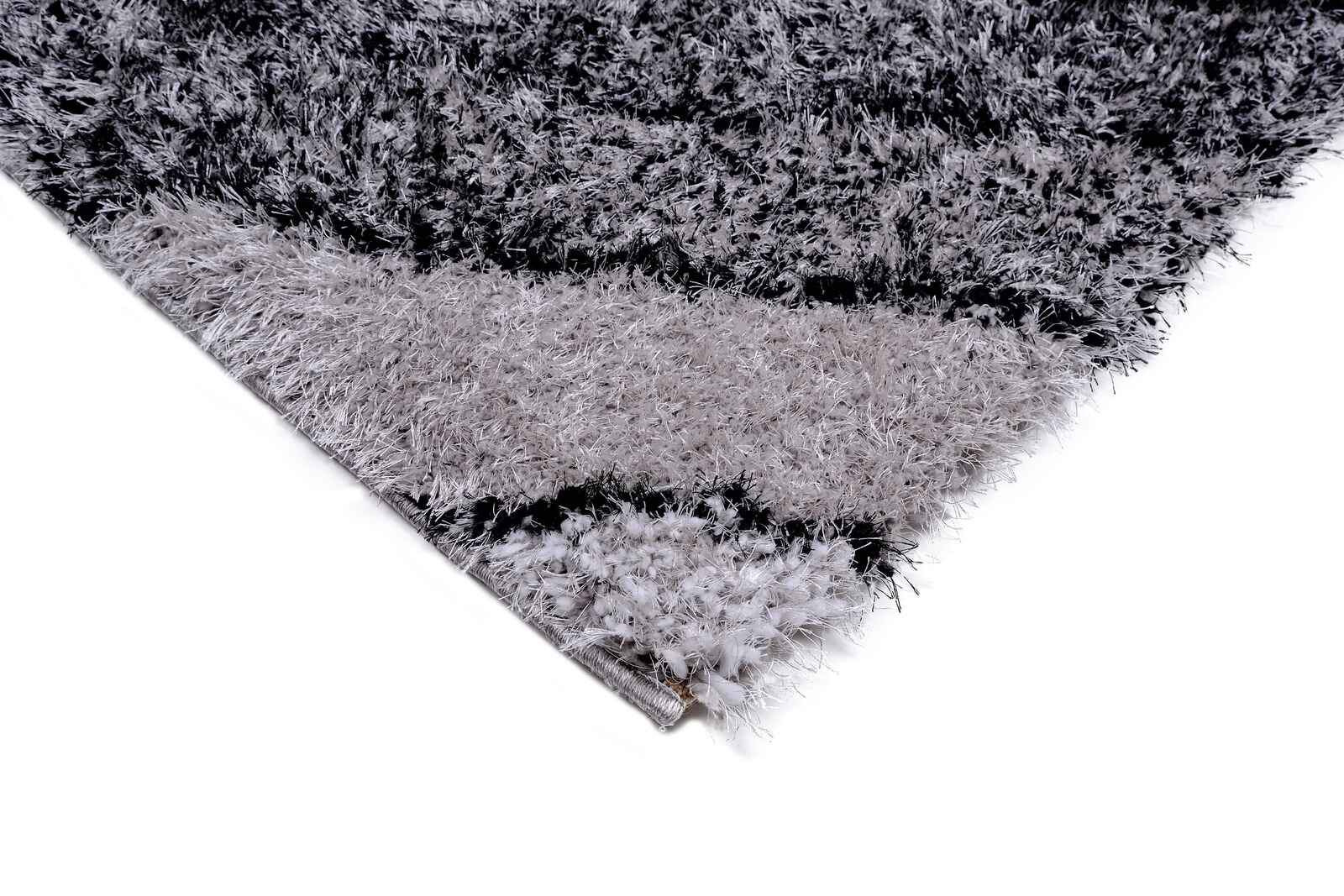 Puffy Style P304A Grey / Black Modern Shaggy Area Rug